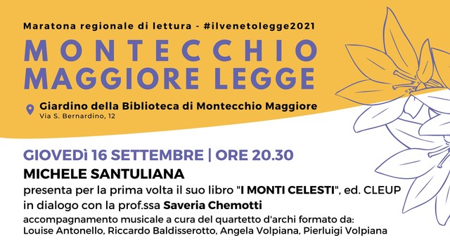 Montecchio Maggiore Legge: Michele Santuliana presenta il suo libro "I monti celesti"
